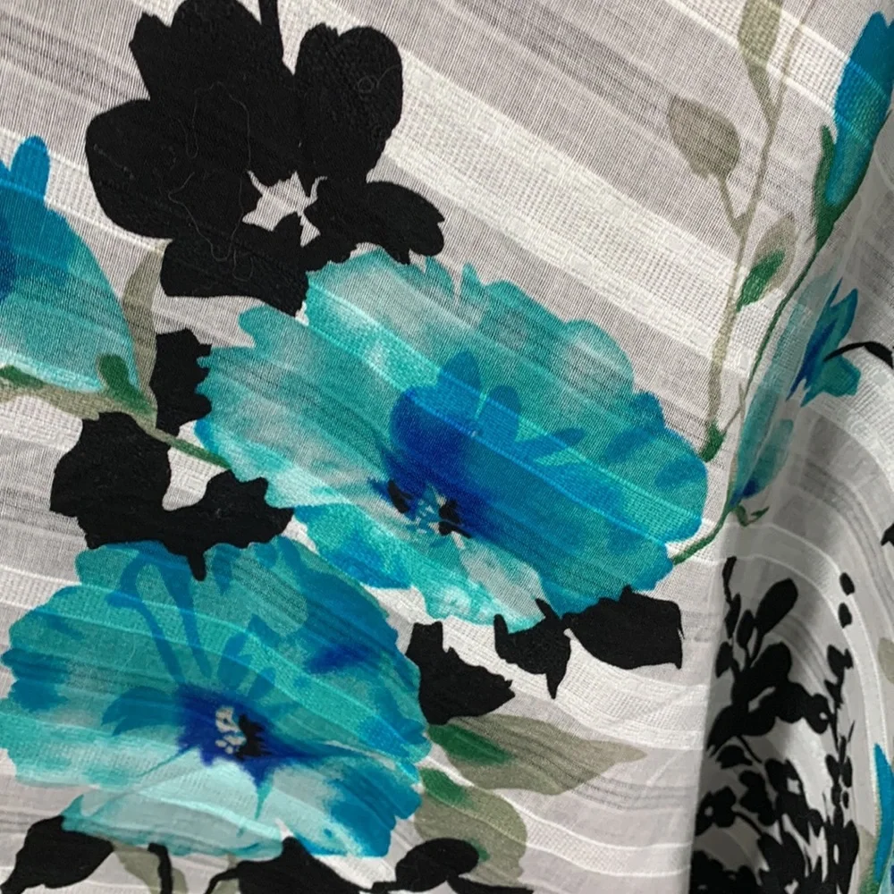 Avenue Dress Blue Black Midi Floral 18 Lined Sleeveless V-Neck Back Zipper - Picture 7 of 16